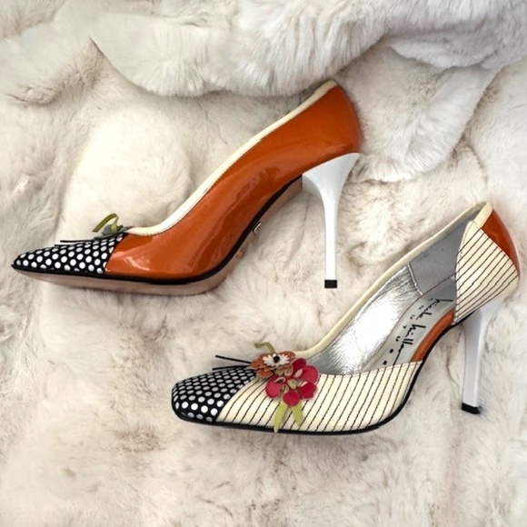 Floral + Polka Dot NICOLE MILLER COUTURE Pumps 7.5 [VINTAGE - NWT] - Picture 6 of 7